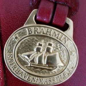 Red Smooth Leather Brahmin Crossbody Bag